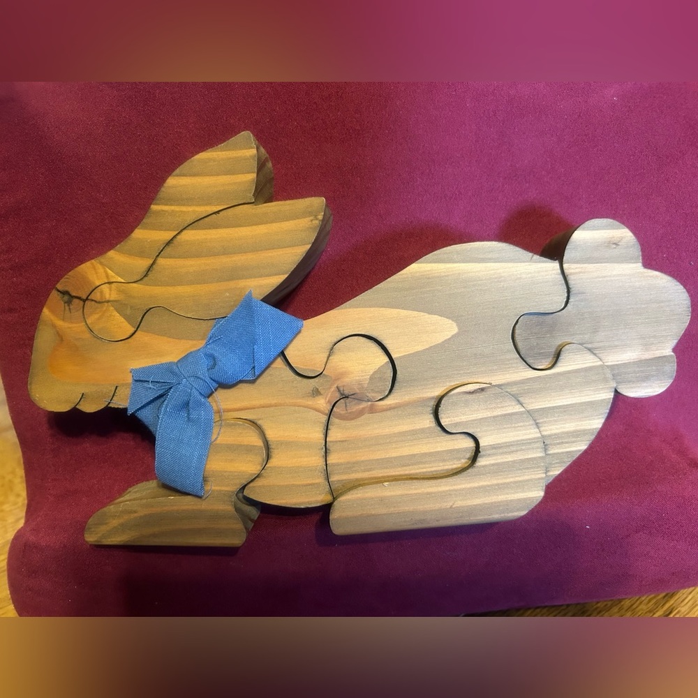 Wooden Bunny Puzzles. Homemade. 6 pc. Puzzle.  2 available, buy 1 or buy both.